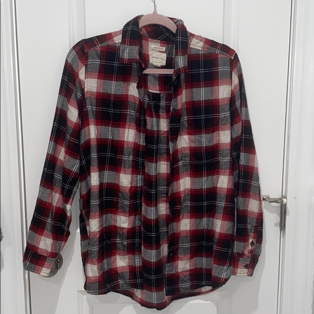 red boyfriend fit flannel